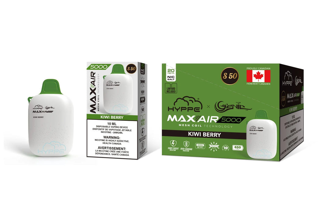 HYPPE & GENIE MAX-AIR 5000 - Kiwi Berry 10ml 20mg