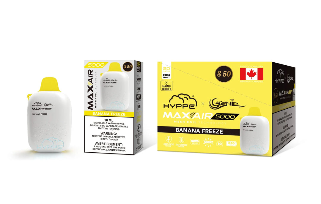HYPPE & GENIE MAX-AIR 5000 - Banana Freeze 10ml 20mg