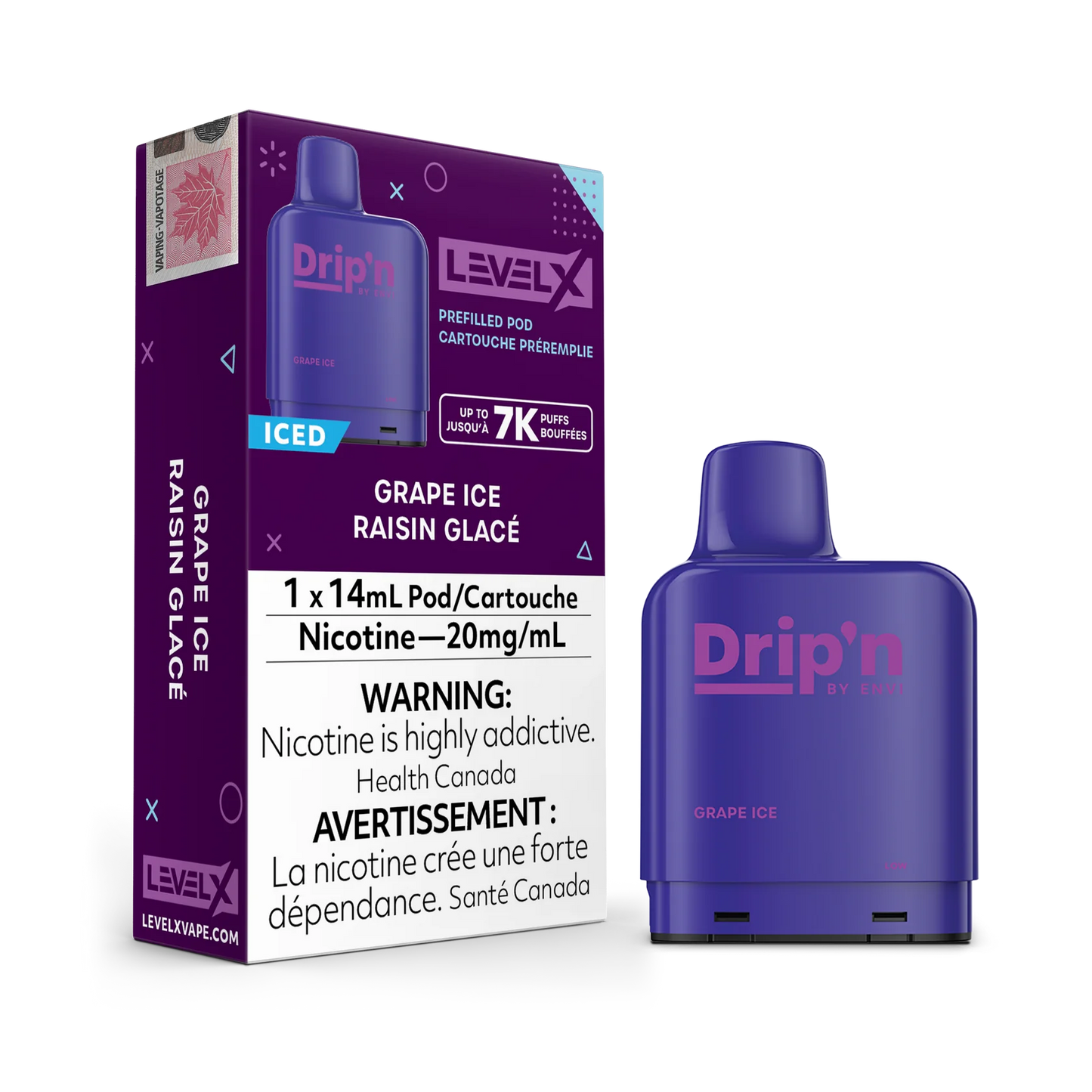 Level X Drip’n By Envi 7K Grape Ice 14mL 20mg