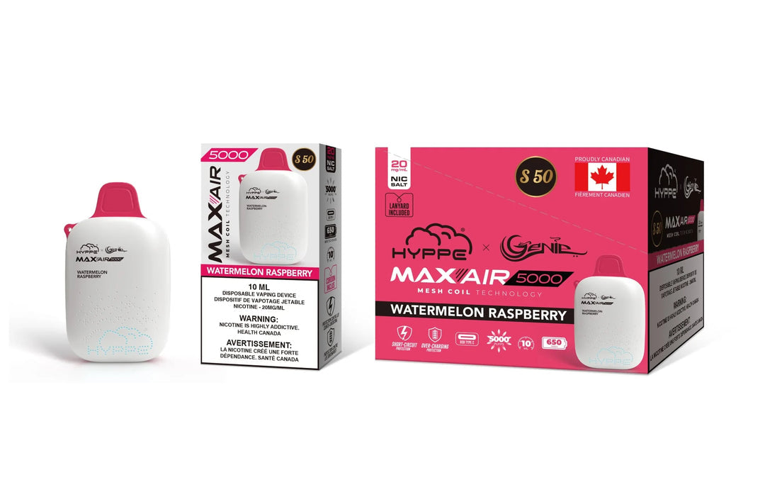 HYPPE & GENIE MAX-AIR 5000 - Watermelon Raspberry 10ml 20mg