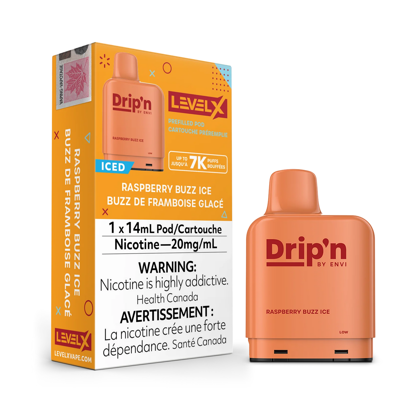 Level X Drip’n By Envi 7K Raspberry Buzz Ice 14mL 20mg