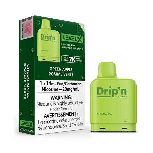 Level X Drip’n By Envi 7K Green Apple 14mL 20mg