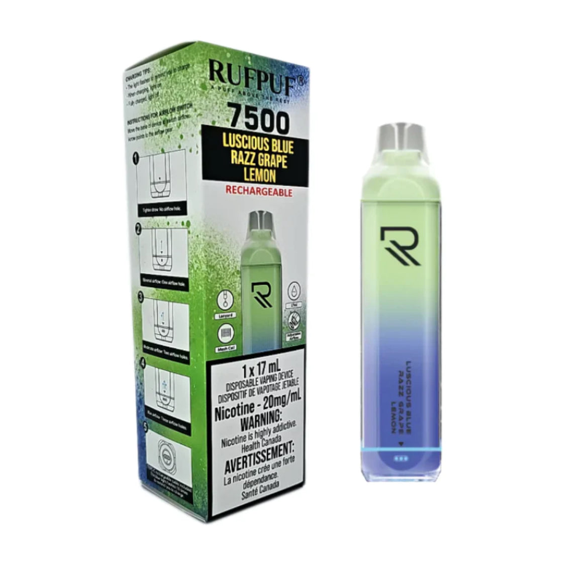 RufPuf 7500 - Luscious Blue Razz Grape Lemon 17ml 20mg