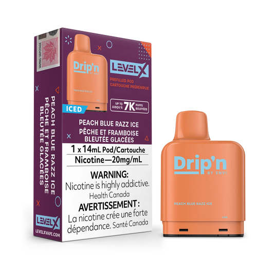 Level X Drip’n By Envi 7K Peach Blue Razz Ice 14mL 20mg