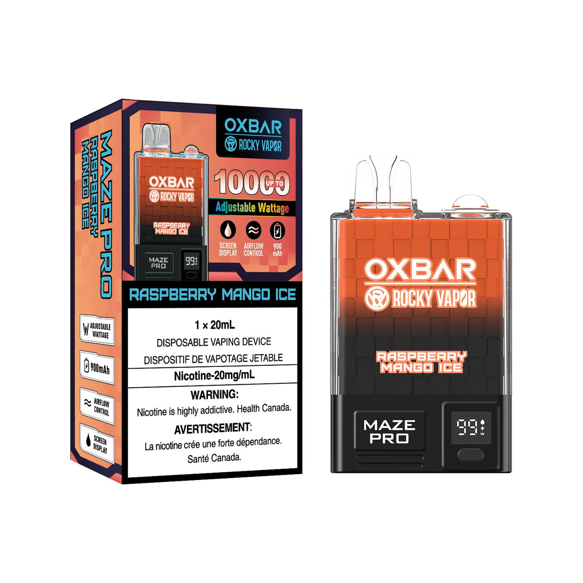 OXBAR 10K - Raspberry Mango Ice 20ml 20mg