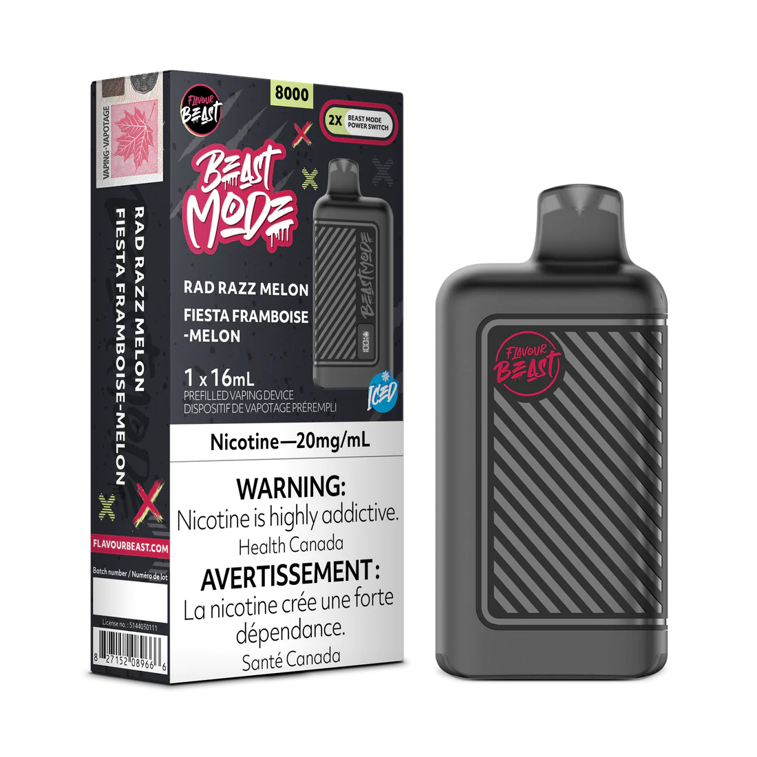 Flavour Beast Beast Mode 8K Rad Razz Melon Iced 16ml 20mg
