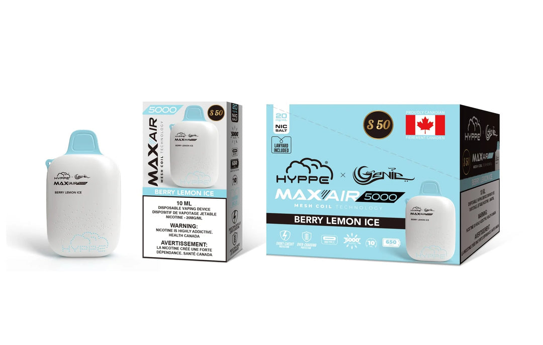 HYPPE & GENIE MAX-AIR 5000 - Berry Lemon Ice 10ml 20mg