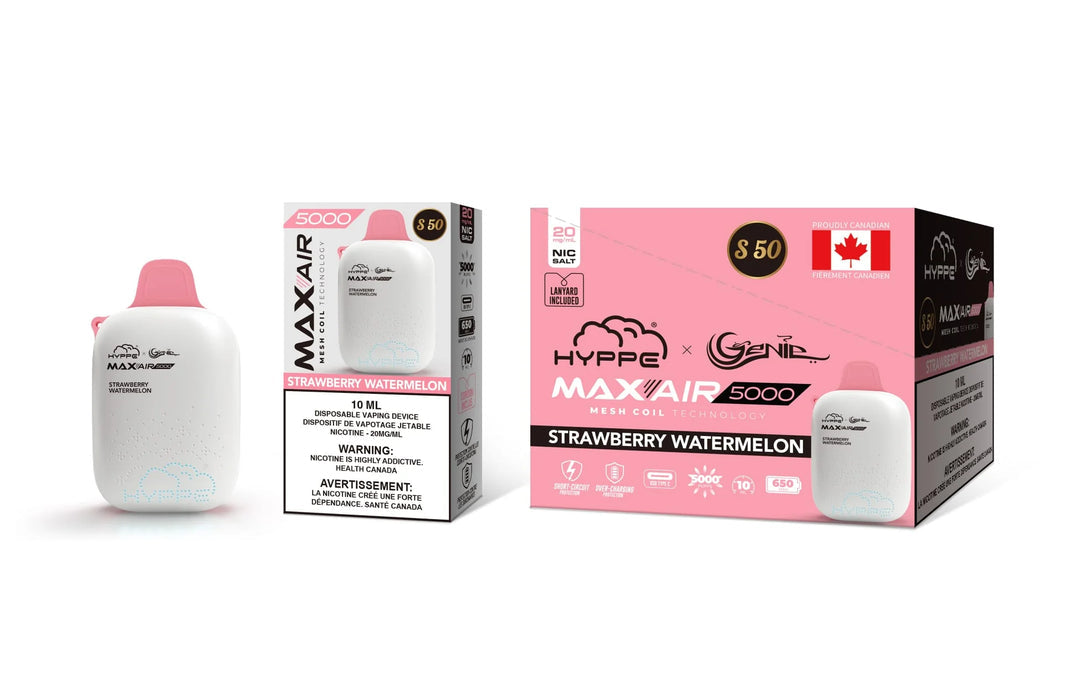 HYPPE & GENIE MAX-AIR 5000 - Strawberry Watermelon 10ml 20mg