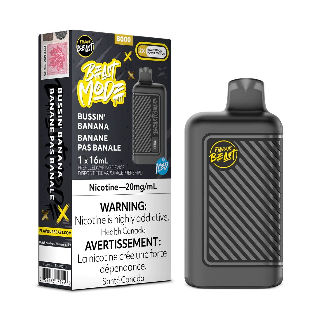 Flavour Beast Beast Mode 8K Bussin’ Banana Iced 16ml 20mg