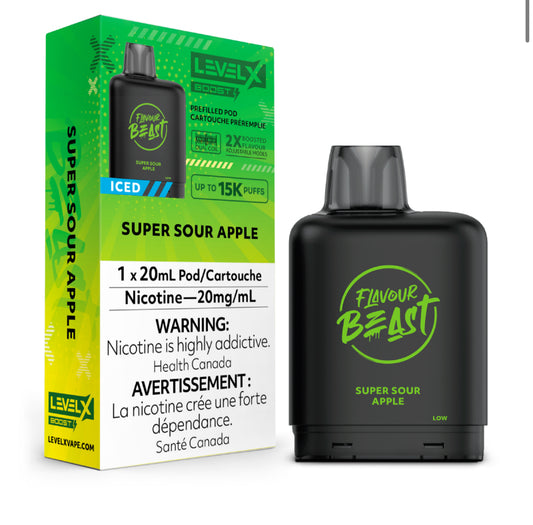 Level X Flavour Beast Boost Pod 20mL - Super Sour Apple Iced