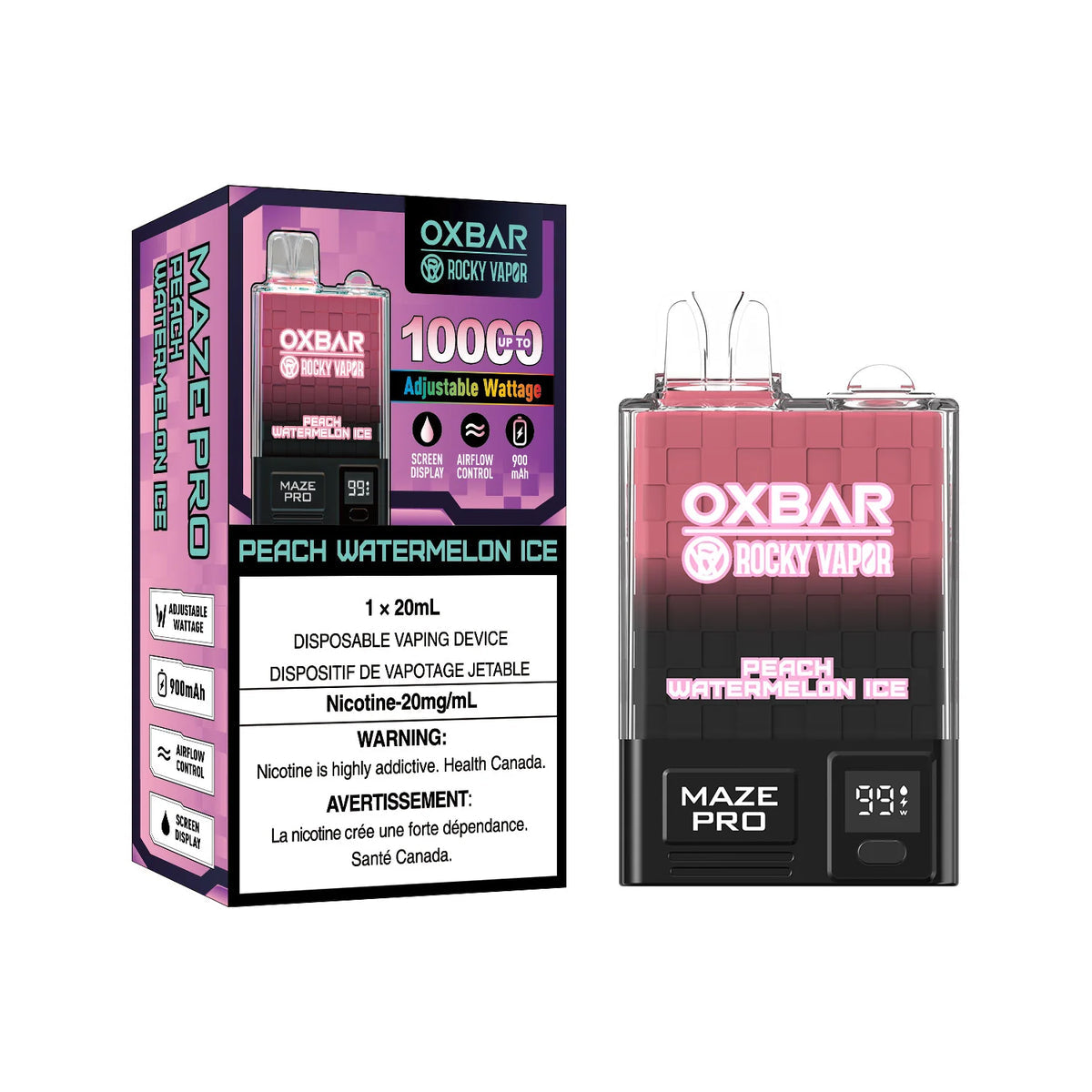 OXBAR 10K - Peach Watermelon Ice 20ml 20mg
