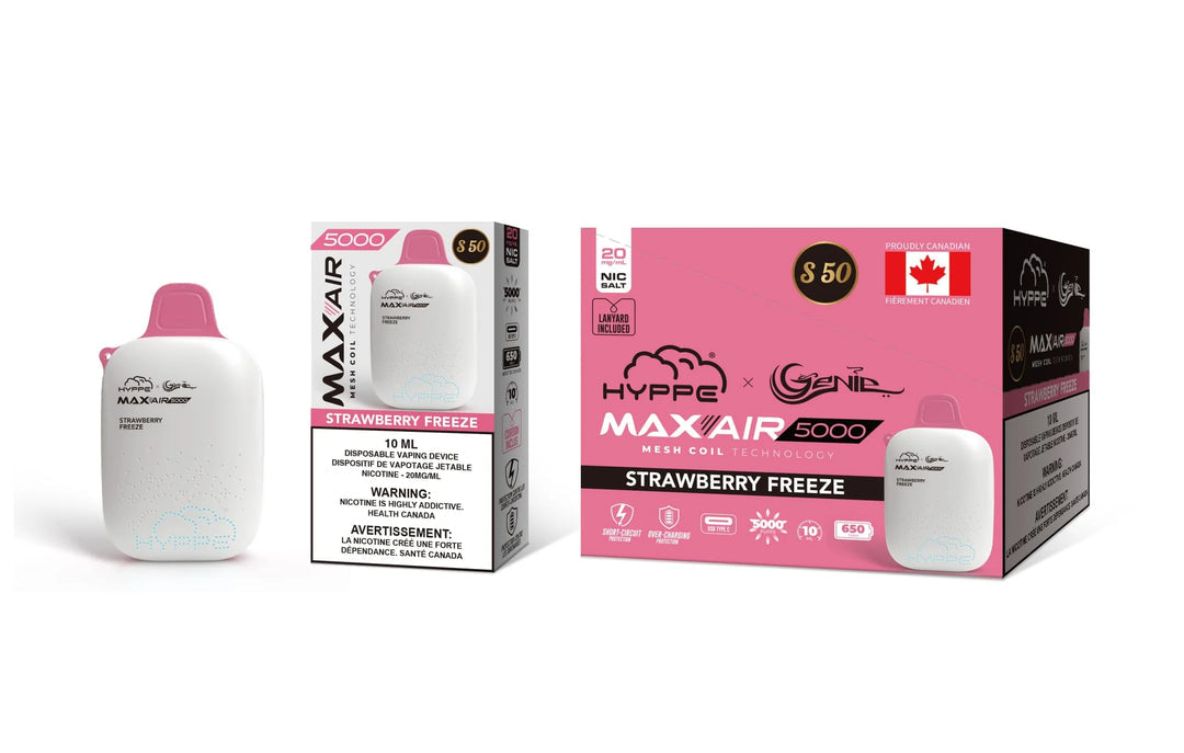 HYPPE & GENIE MAX-AIR 5000 - Strawberry Freeze 10ml 20mg