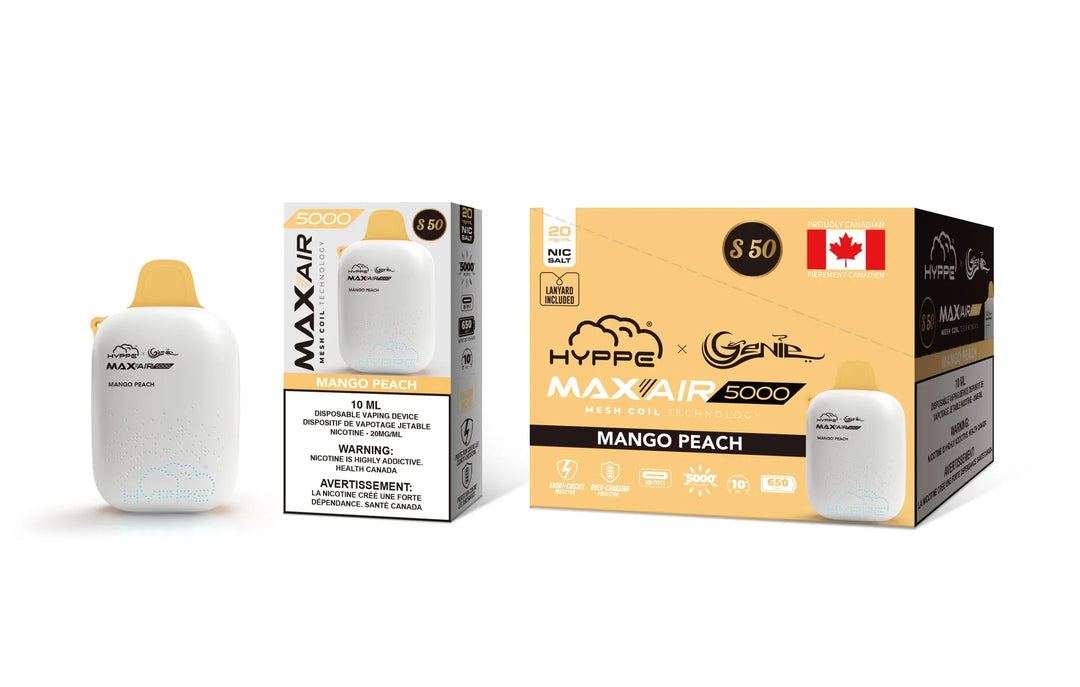 HYPPE & GENIE MAX-AIR 5000 - Mango Peach 10ml 20mg