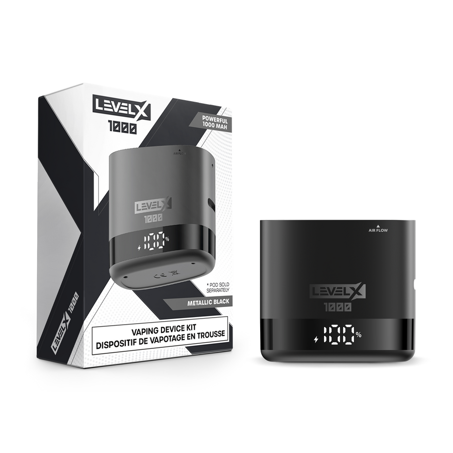 Level X 1000 Vaping Device Kit - Metallic Black - NEW