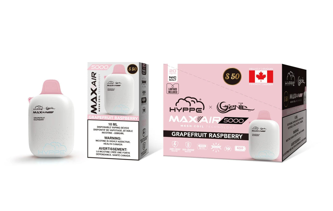 HYPPE & GENIE MAX-AIR 5000 - Grapefruit Raspberry 10ml 20mg