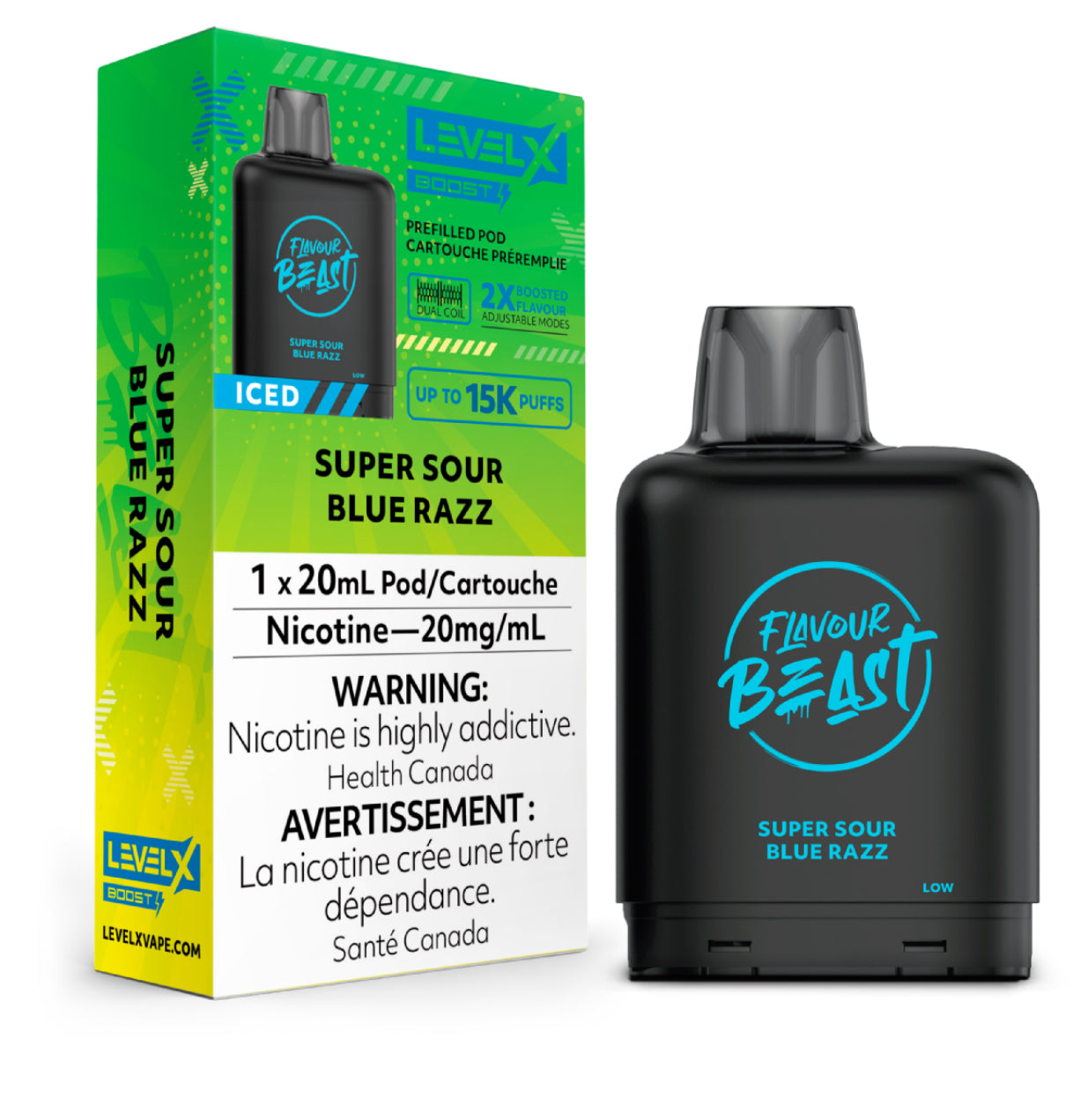 Level X Flavour Beast Boost Pod 20mL - Super Sour Blue Razz Iced