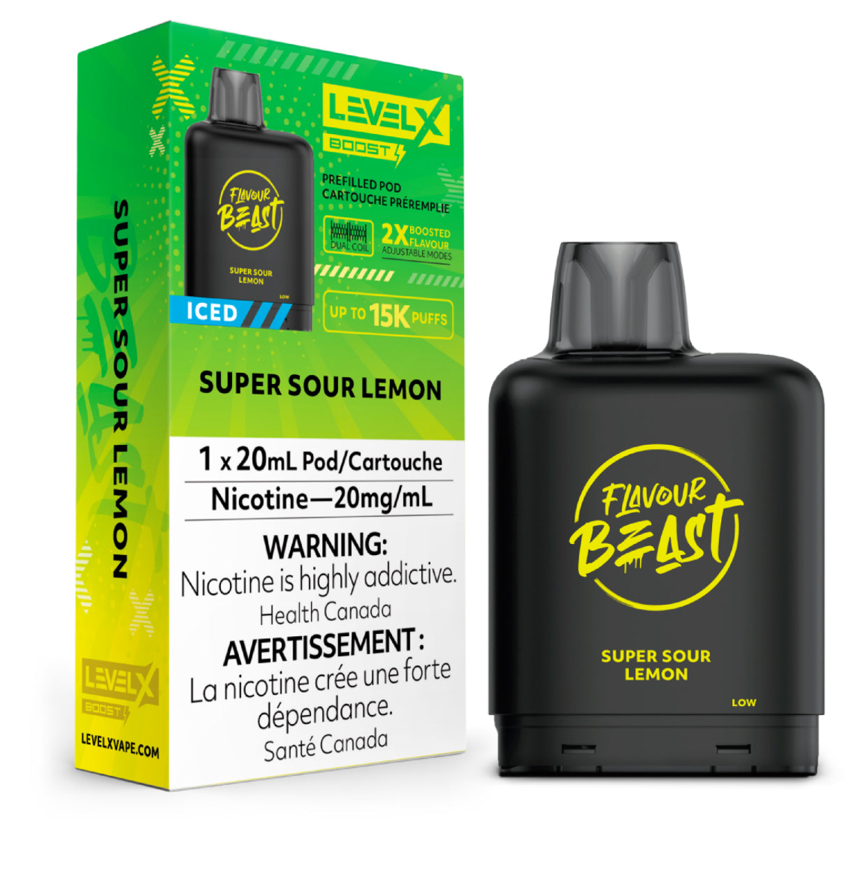 Level X Flavour Beast Boost Pod 20mL - Super Sour Lemon Iced