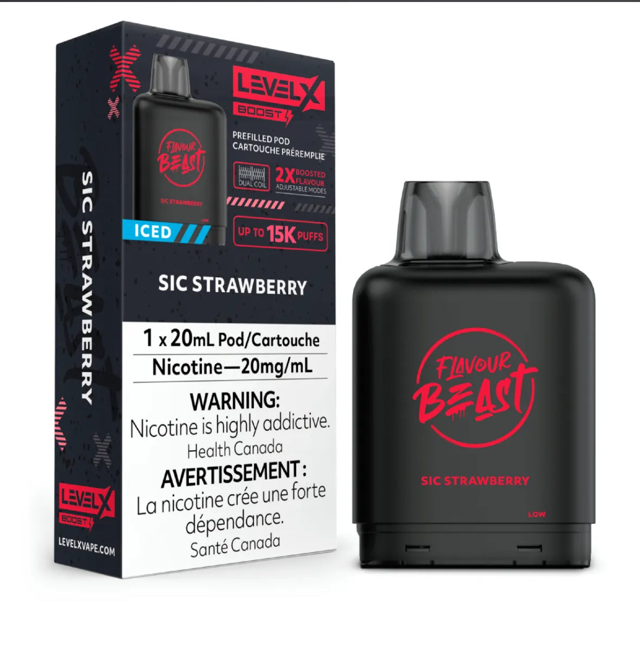 Level X Flavour Beast Boost Pod 20mL - Sic Strawberry Iced