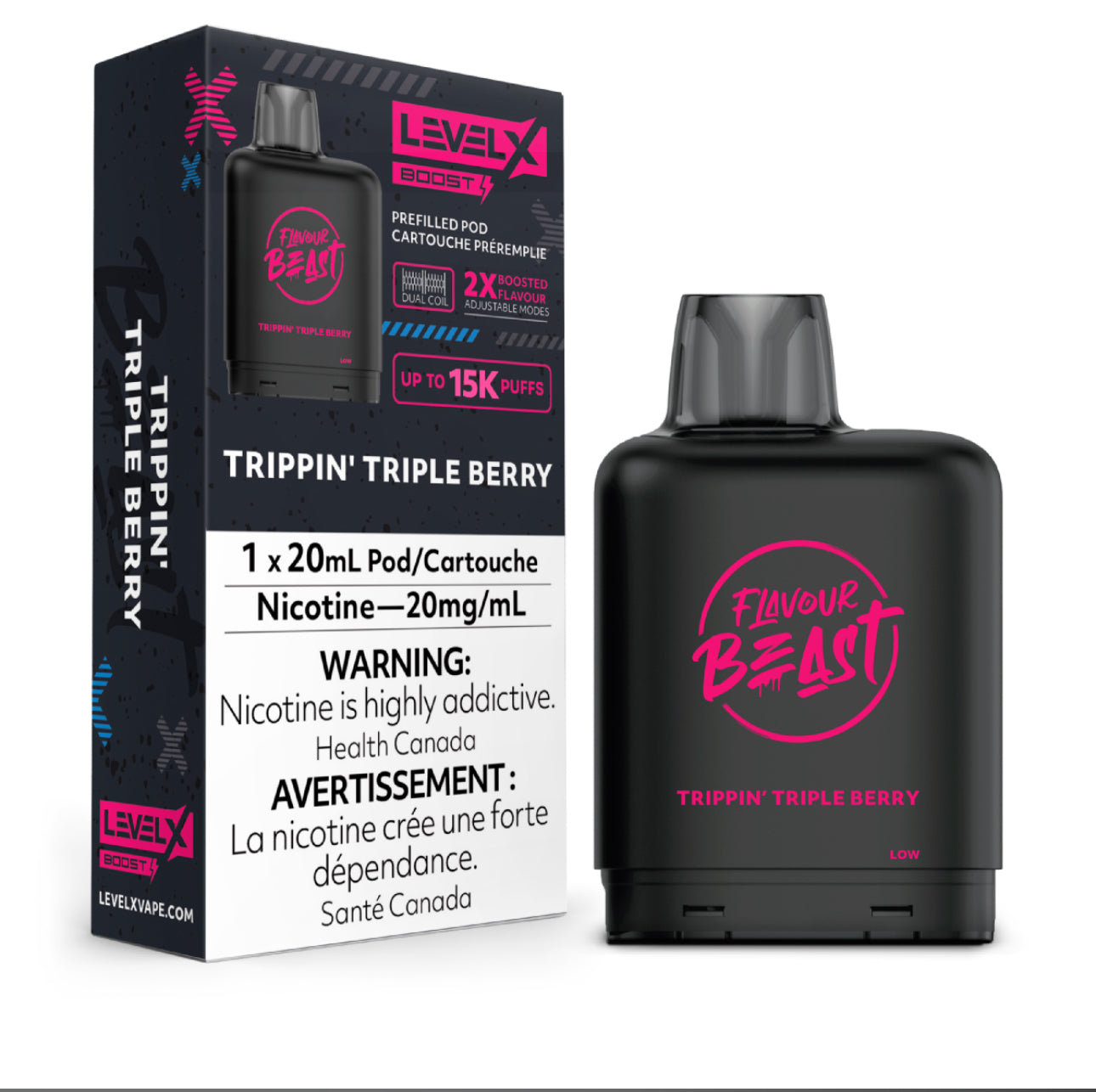 Level X Flavour Beast Boost Pod 20mL - Trippin' Triple Berry