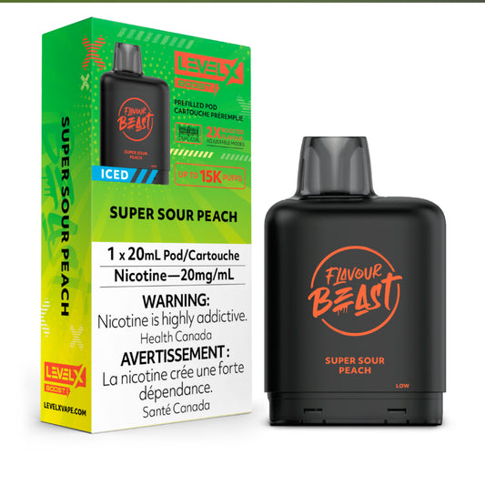 Level X Flavour Beast Boost Pod 20mL - Super Sour Peach Iced